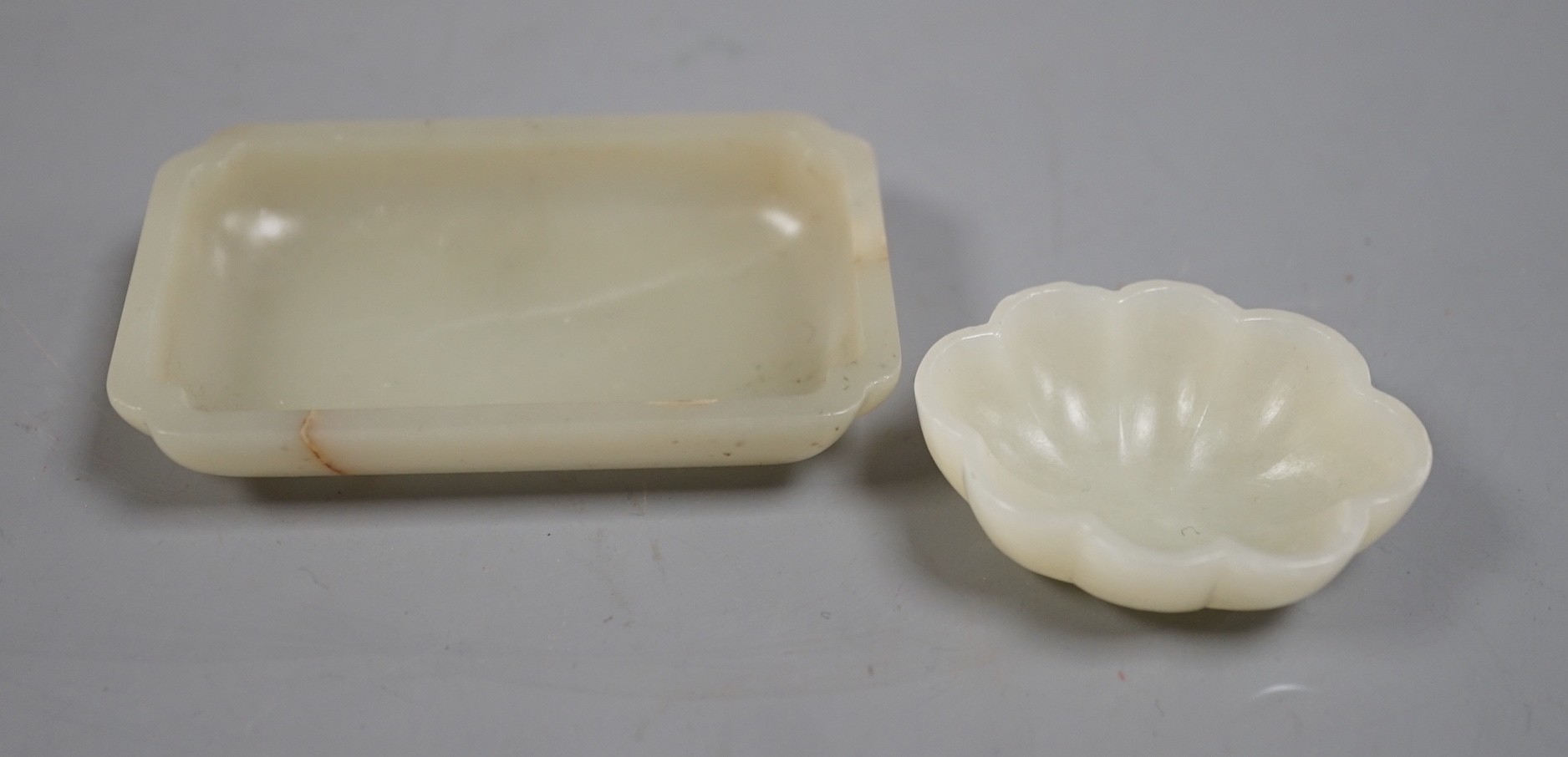 Two Chinese pale celadon jade brushwashers